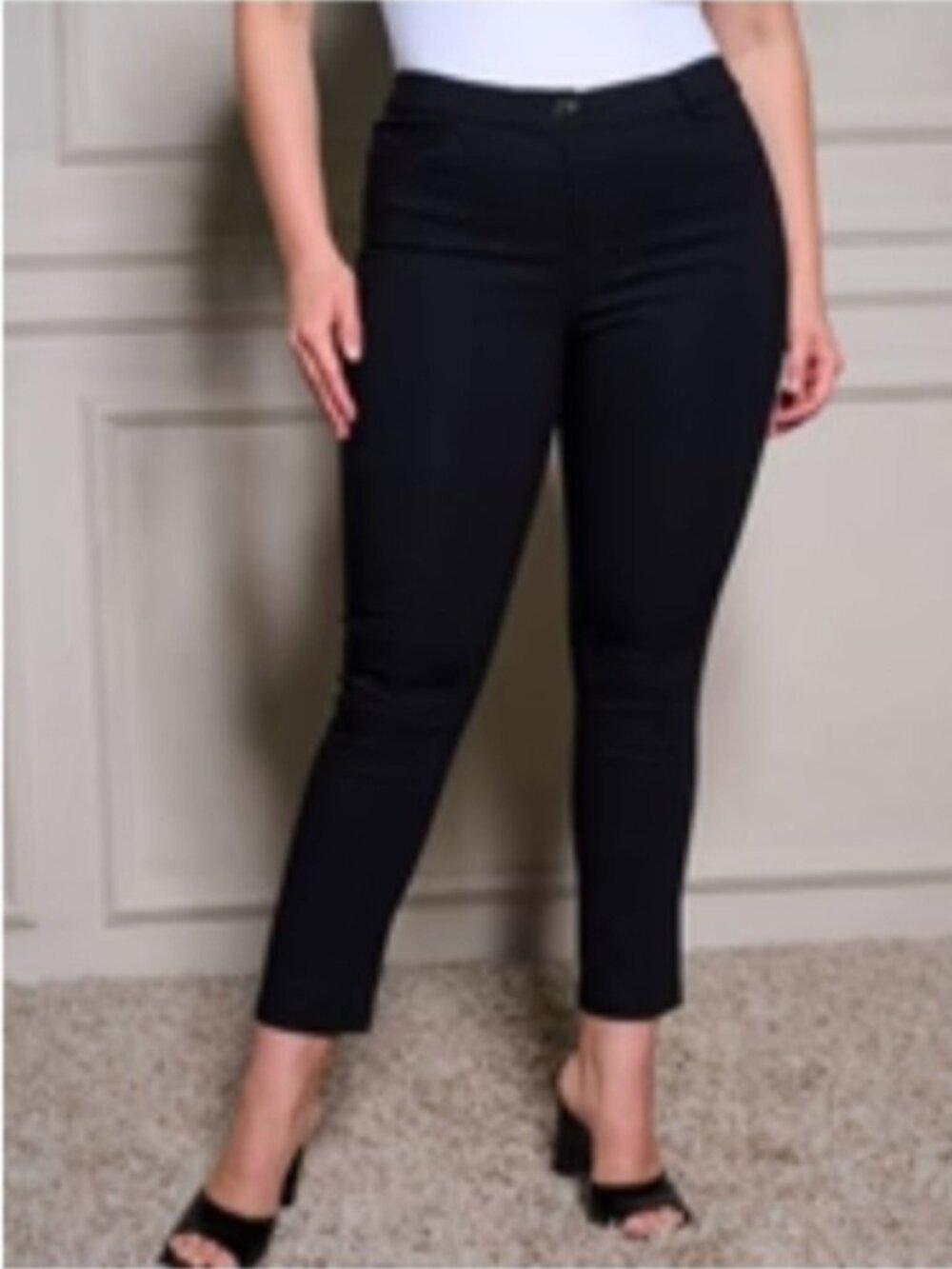Plus Size Black High-Waisted Ankle Pants